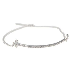 TIFFANY&Co. T Smile White Gold Bracelet K18 Gold 750 Silver Auth 128894M